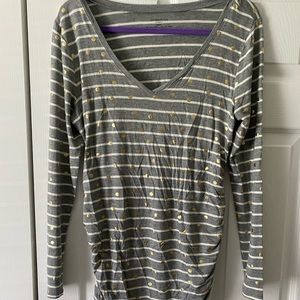 Motherhood Maternity Grey/White Stripe Long Sleeve